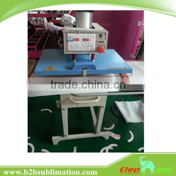 Pneumatic semi-auto double station heat press printing pyrograph machine