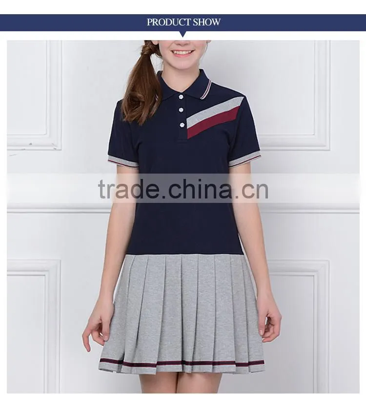 2017 new summer dress pleated skirt school girls stitching wind movement custom student uniform