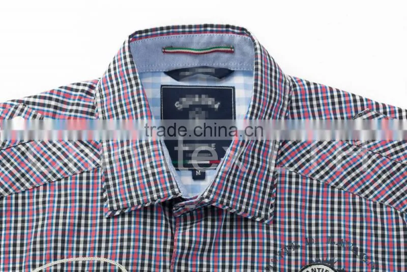 Fashion Short Sleeve Casual Design High Quality 100%Cotton Check Men Shirt