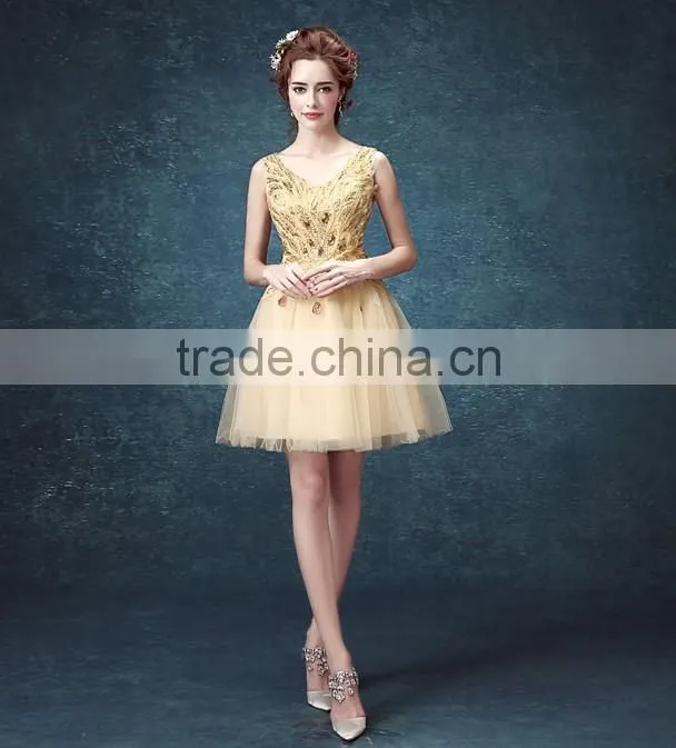 short prom night sleeveless knee length beaded model dress party