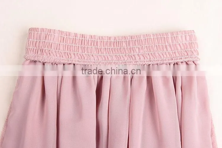 2015 Latest Hot sell Fashion popular girls chiffon mature women short skirt