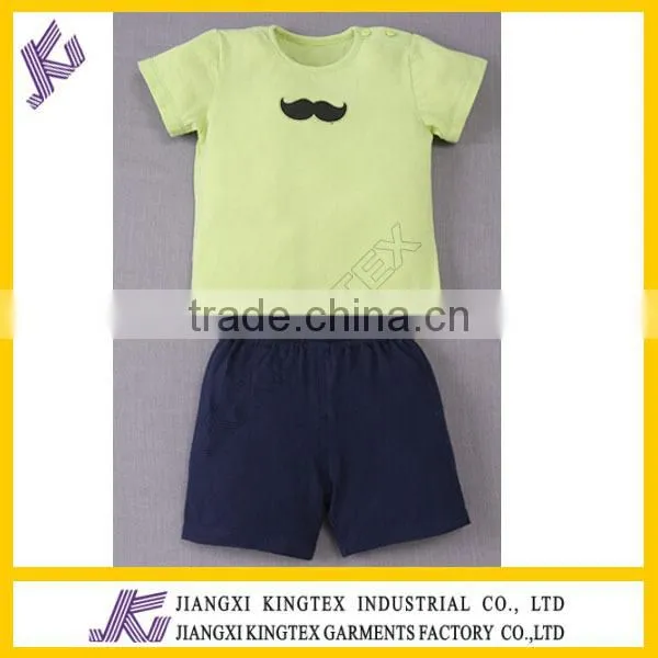 Durable printing lovely design t shirt, child clothing set,moustache 2 pcs set t shirt