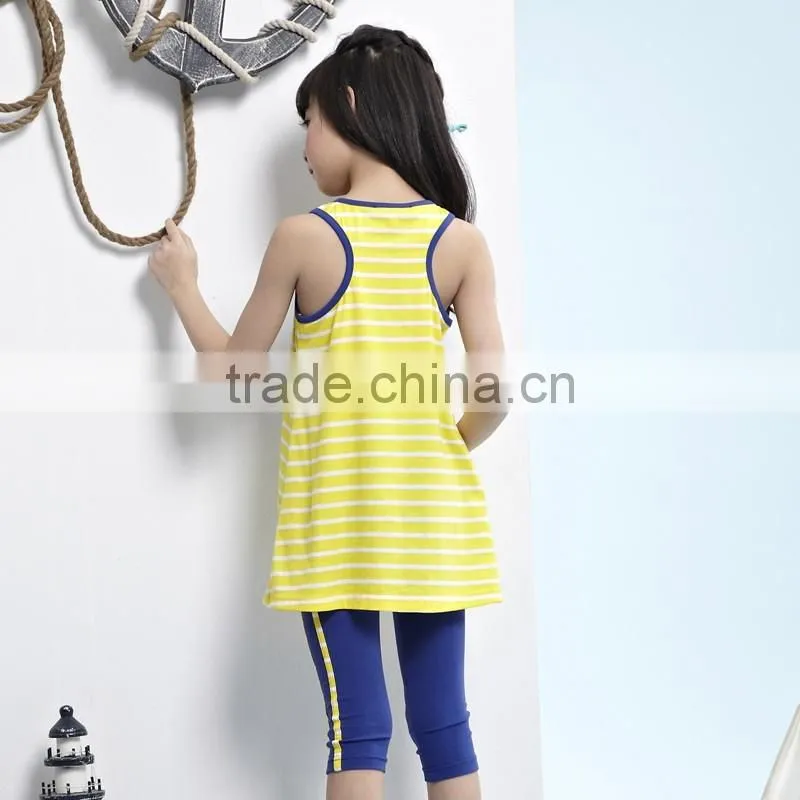 2016 wholesale leisure boutique customized stripe children clothing sets for summer