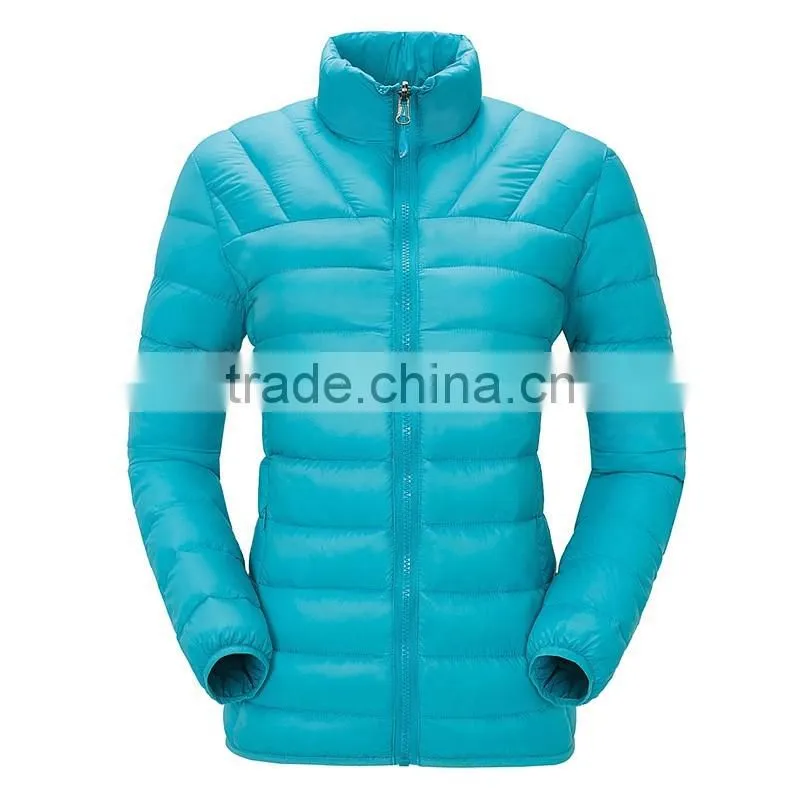 custom high quality womens winter lightweight and warm goose down feather filled padded jackets
