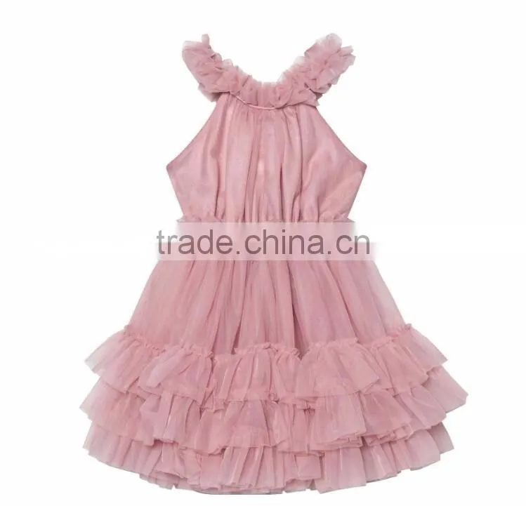Ruffled Chiffon Dance princess dress lastest kids frock design for girls