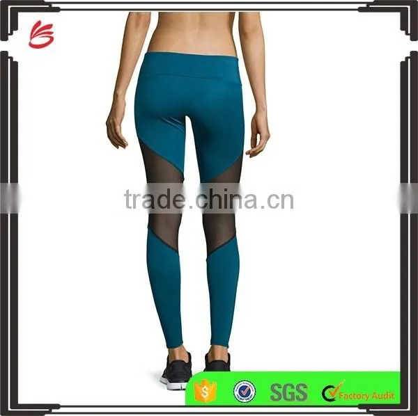 Moisture Wicking Ladies Yoga Pants Womens Custom Nylon Spandex Sports Wear,Mesh insert panel Yoga Leggings