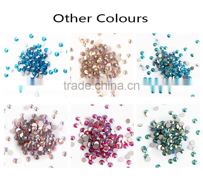 NHF 2058 crystalAB Chaton flat back glass nail rhinestones