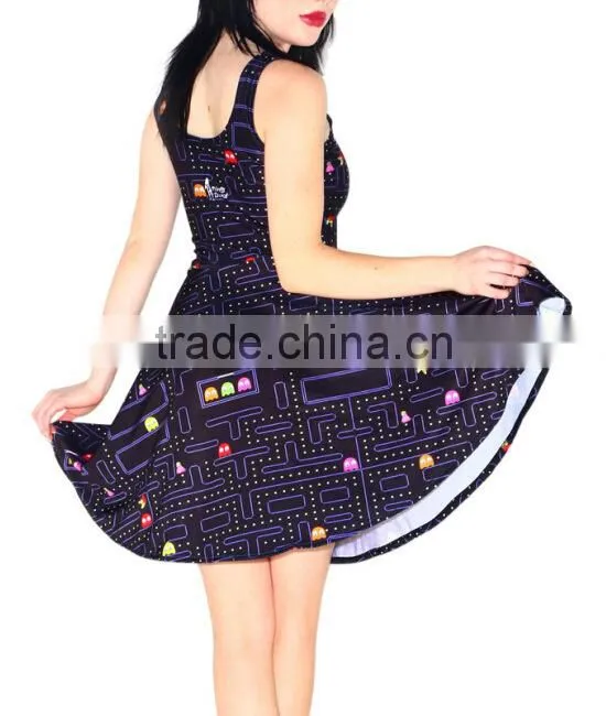 2017 3D Digital Printed Floral Eat Peas pleated dress for women wholesale