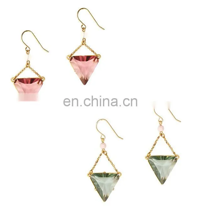 Bijuterias Atacado Cristal Brinco Fashion Emerald Clear Stone Earrings