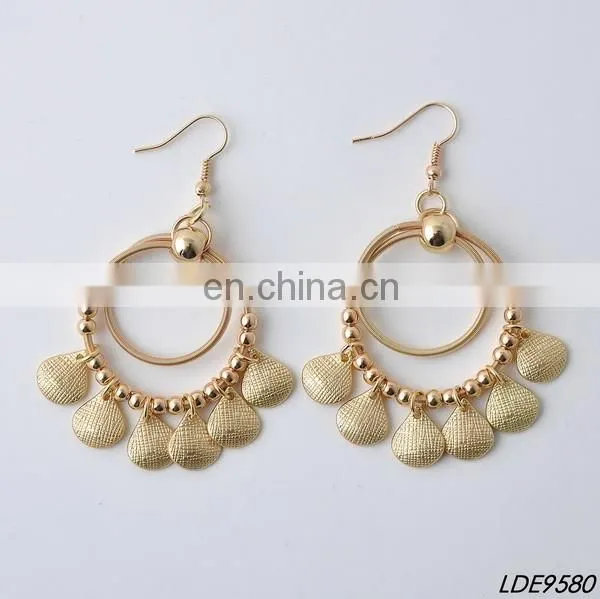 Shell bead Cluster charms chandelier hoop earrings