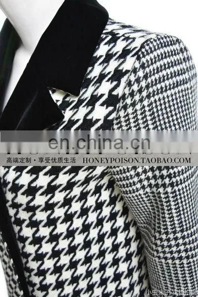 2014 best selling houndstooth velour woollen coat