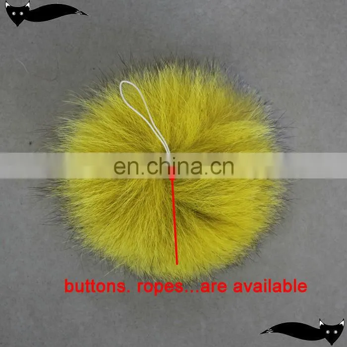2014 New product yellow 11cm fox fur ball accessories
