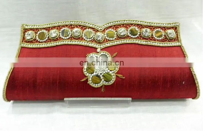 Exotic Blue Crystal studded beaded Wedding Bridal Evening Prom Clutch Handbag