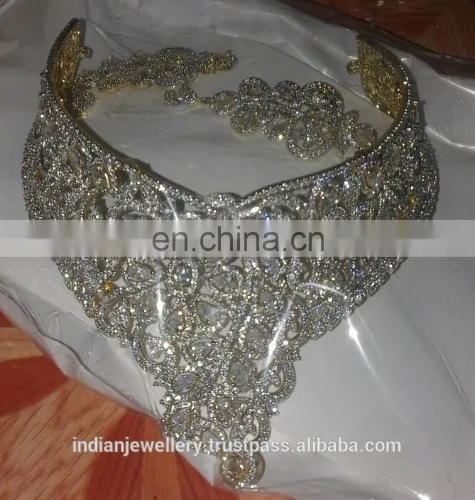 CZ jewelry necklace manufacturer,cubic zirconia necklace jewellery exporter