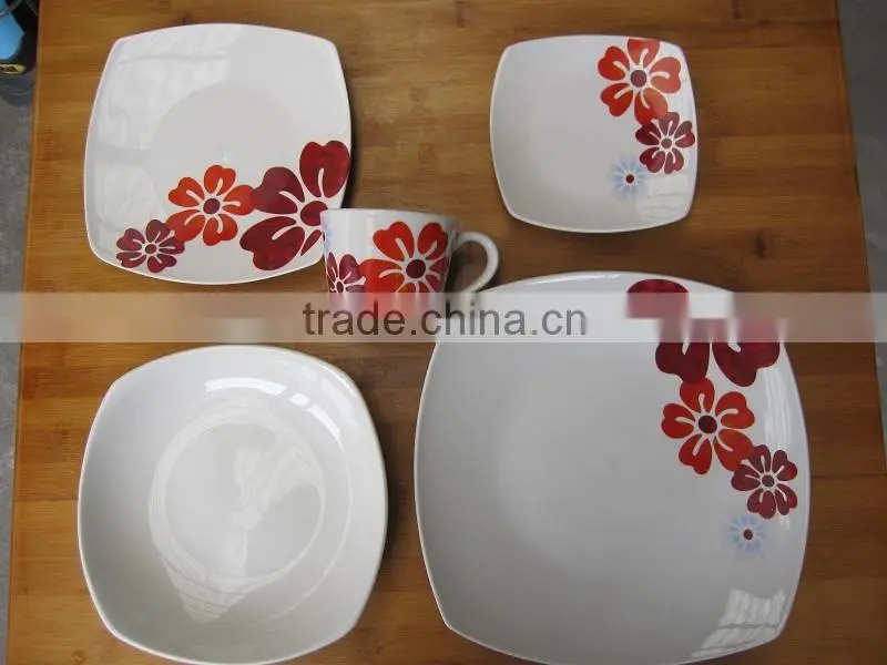 high quality square dinner set,ceramic dinner ware,porcelain ware