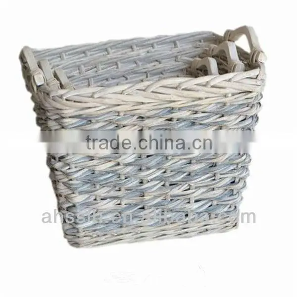 2013 new classic gray willow wicker storage laundry basket