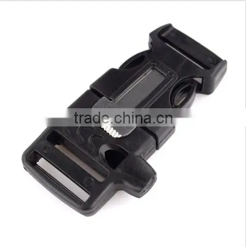 Side Release Whistle Buckle Flint Fire Starter Scaper for Bracelet Paracord