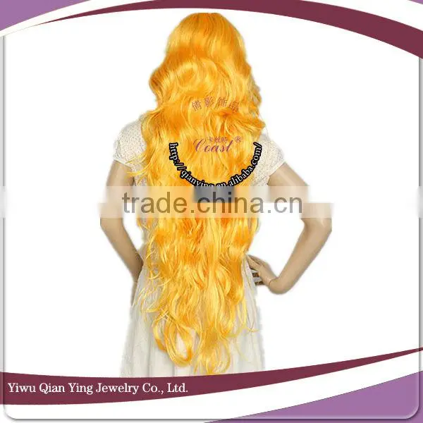 long curly orange cosplay wig