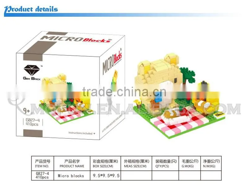 Mini Qute GEM kawaii Bath Snowman Picnic Skiing Rilakkuma plastic building blocks cartoon movie model educational toy
