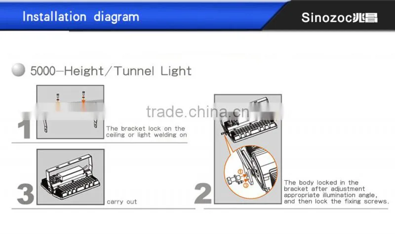 Sinozoc IP65 AC85-265V outdoor waterproof led tunnel light 200W led tunnel lamp 50W 100W 300W 150w led tunnel light