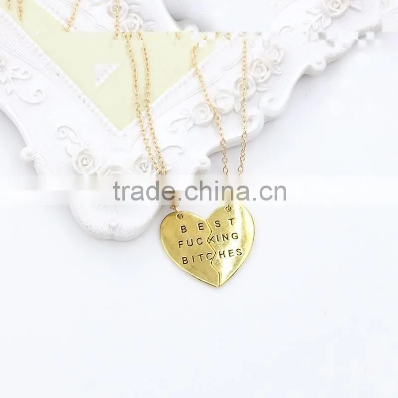 Best Bitches broken heart necklace pendant necklace wholesale