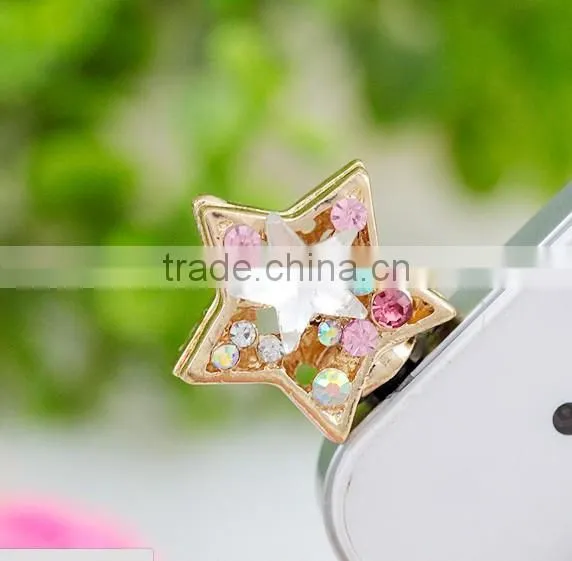 2012 Cute bling Stars anti dust plug charm for mobile phone