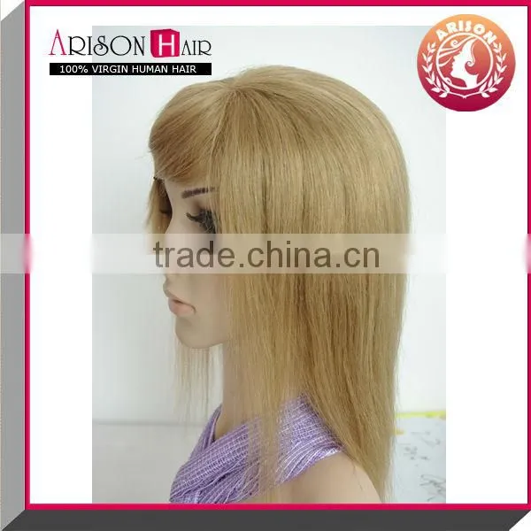 Popular blonde 100% european hair silk top lace wig