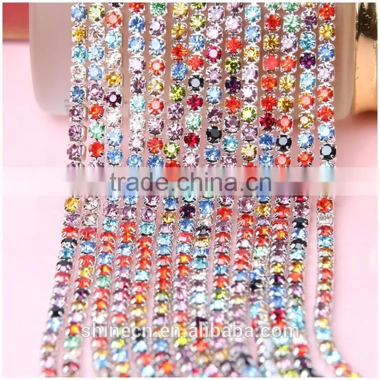 Factory direct multicolor diy AB rhinestone YIWU Wholesale Hot Sale Hot fix Strong glue silver close Rhinestone cup chain