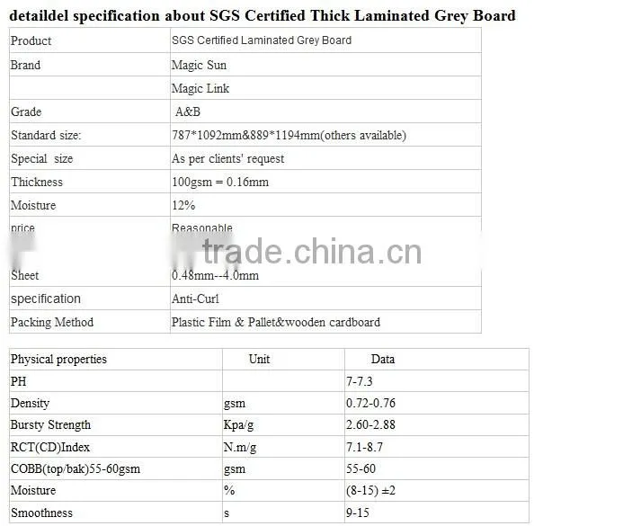 Double grey laminated board cardboard