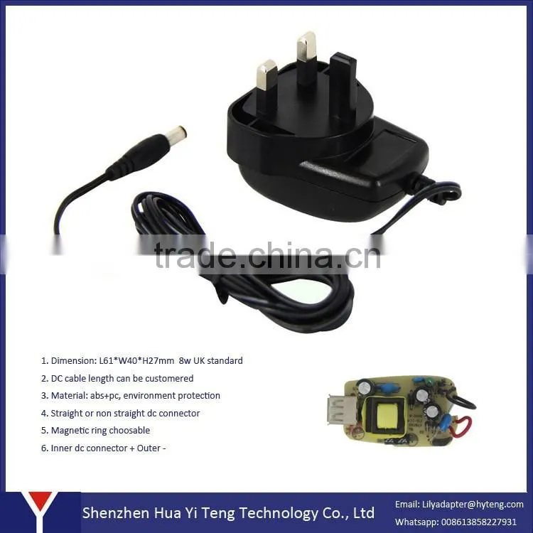 DC Output Type and Plug In Connection AC/DC adapter
