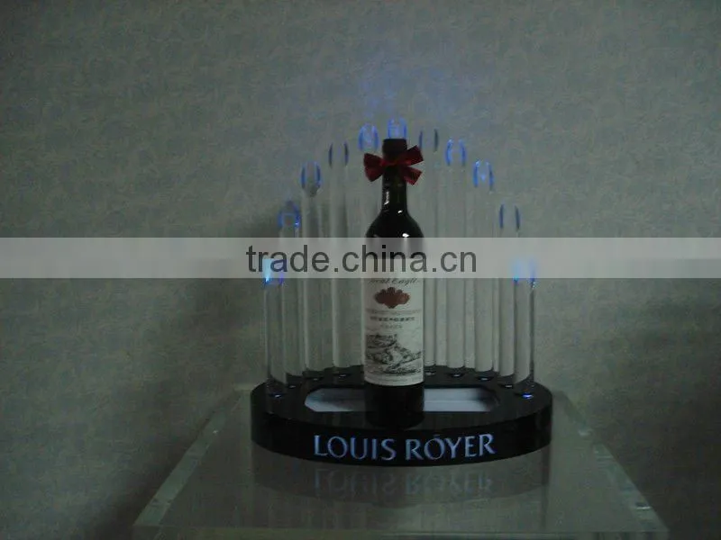 latest wine lightting display , acrylic bottle display stand