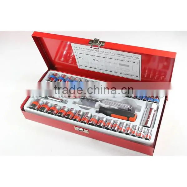 40PCS 3/8"and 1/4" Metal box socket set 2340AAM GS KING TOOLS made in china