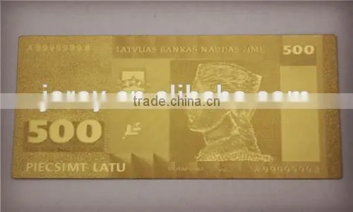 Gold plated banknotes Latvia Banknote