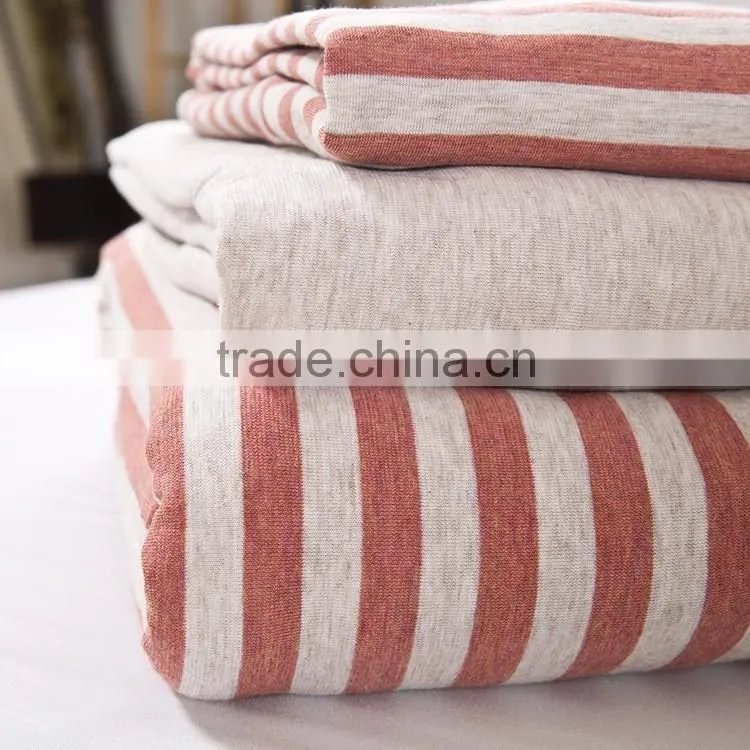 Spinning Knitted Striped 4pcs Bedding Sets/Cotton Striped 4pcs Bedding Sets