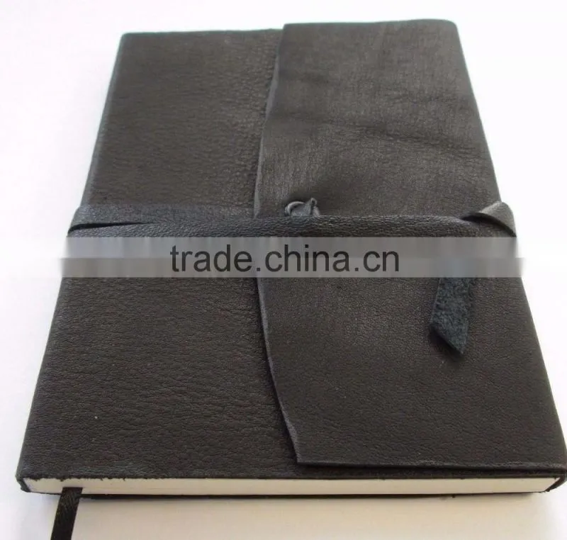 Leather Journal blank Handmade Cover Notebook Paper Leather strap Black Journal