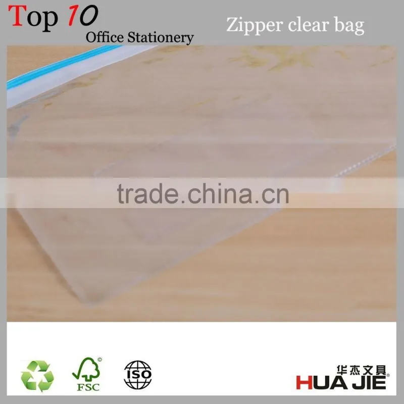 Office supply custom size transparent colored zip lock plastic bags with zipper