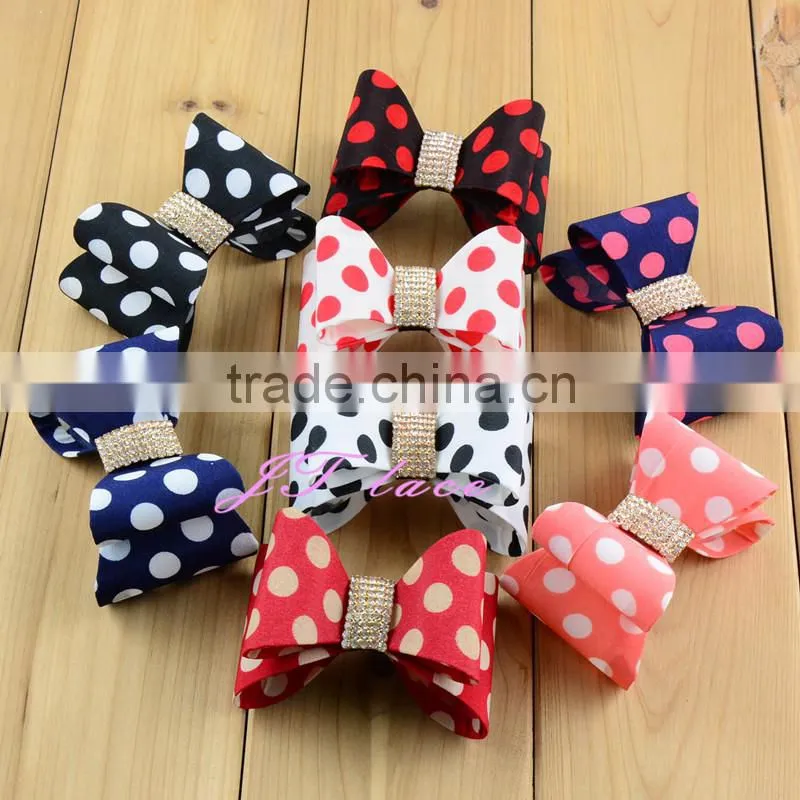 6 pcs polka dot chic good quality bow- grils hair decorate- cute rhinestone bow