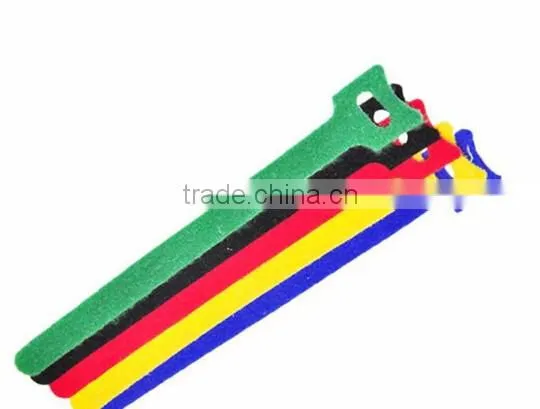 Logo printed colorful adjustable hook & loop wire cable tie