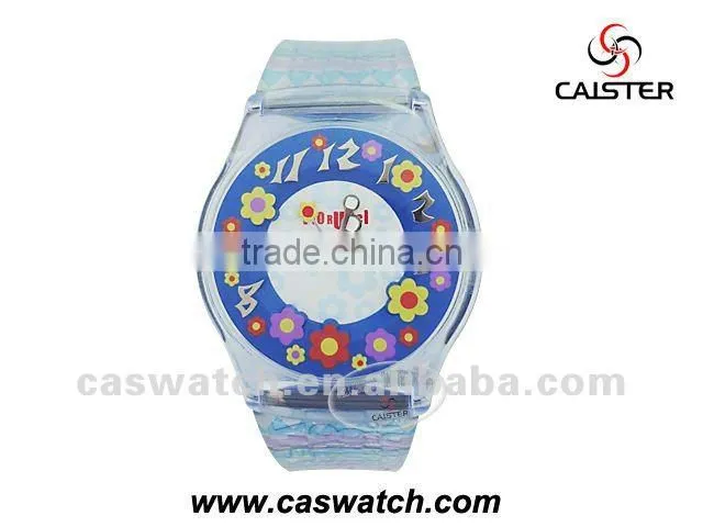 Super slim fashion plastic watch design for children