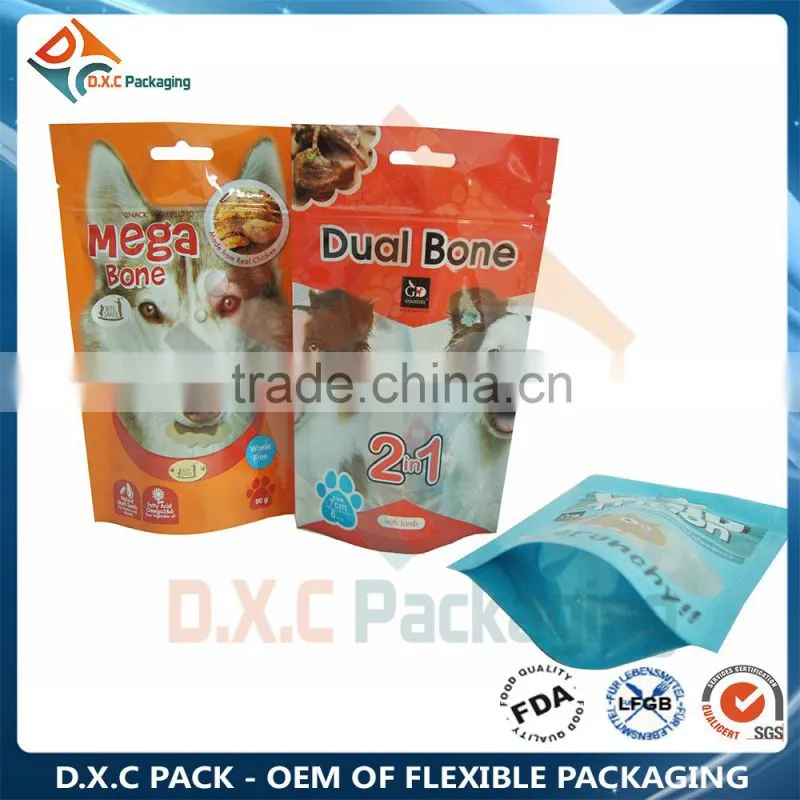 Custom Print Clear Front Silver Back Zip Lock Pet Food Bag