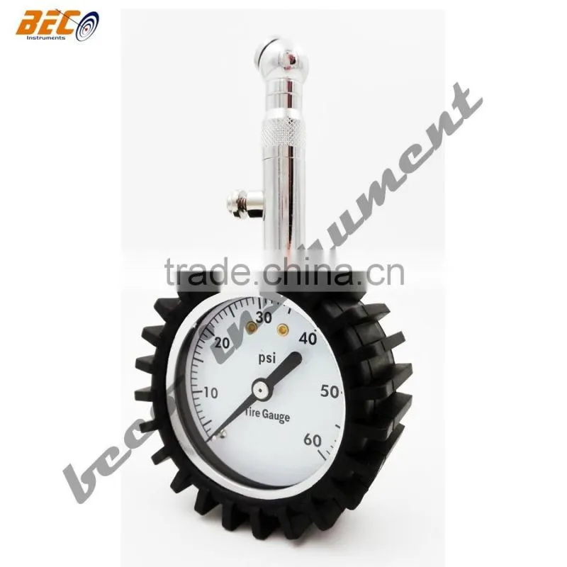 BECO 2" tire pressure gauge 360 degree swivel chuck for SUV, truck etc. Samples ready