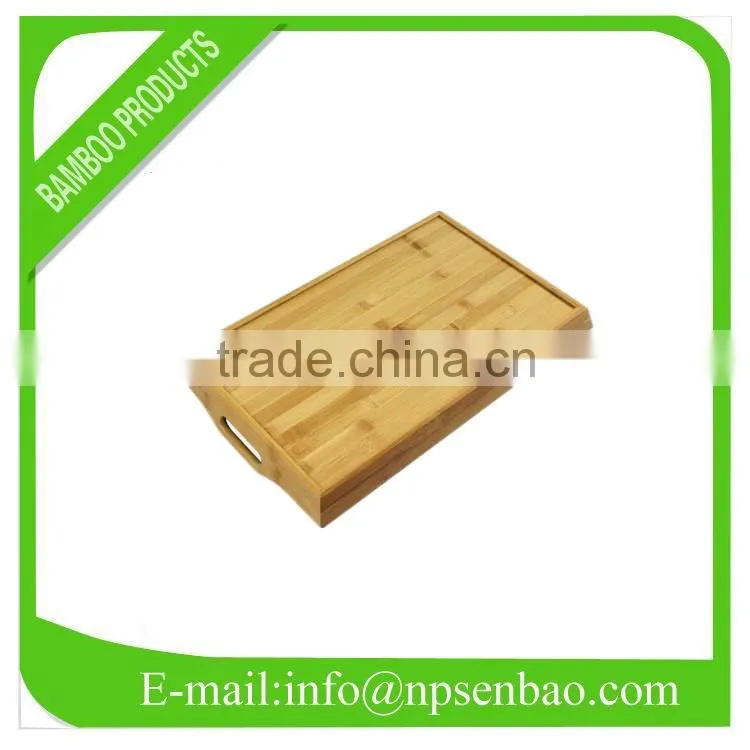 bamboo fast food serving tray with handles