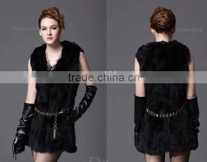 long rabbit fur vest