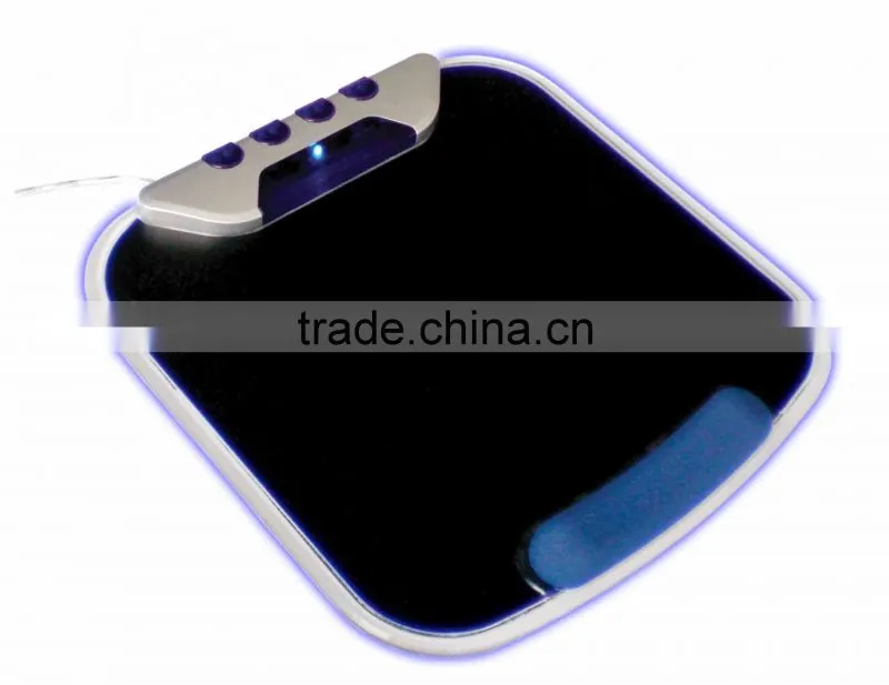 Blue LED Lighted Mouse Pad with 4 Port High Speed USB 2.0 Hub