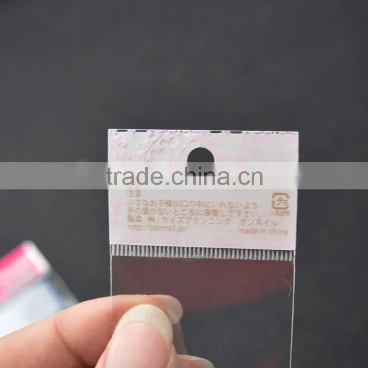 custom size transparent opp plastic self adhesive header bag with custom printing