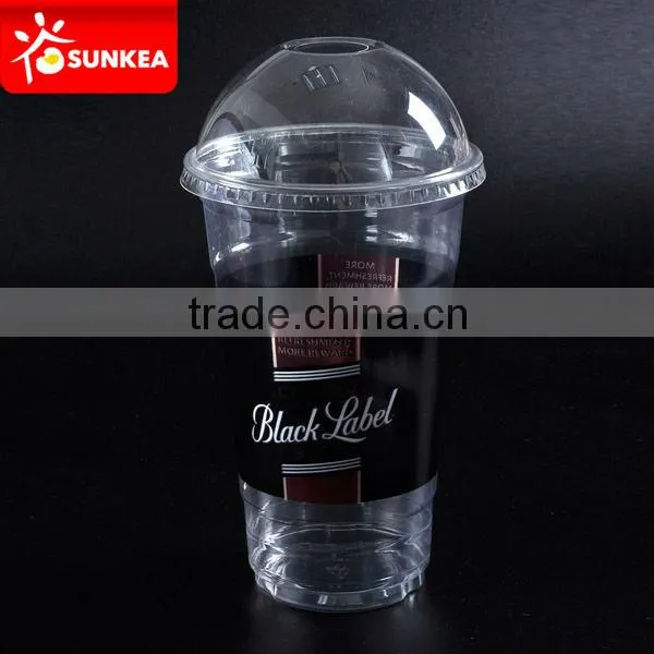 450ml, 500ml, 16oz transparent Plastic cup with straw and lid