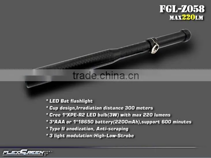 bat body rechargeable 18650 battery 3W XPE R2 torch