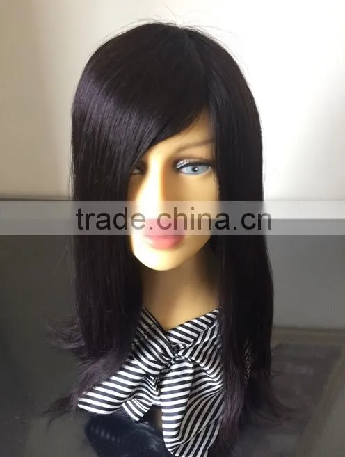 Alibaba express wholesale factory direct price 1B# 14" 100% Brazilian human hair Silk forehead full hand tied wig