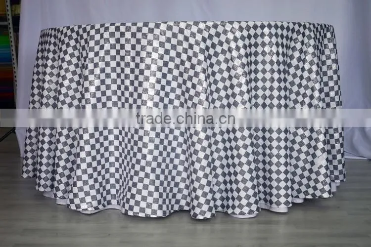 Plaid sequin embroidery wedding table runner wholesale