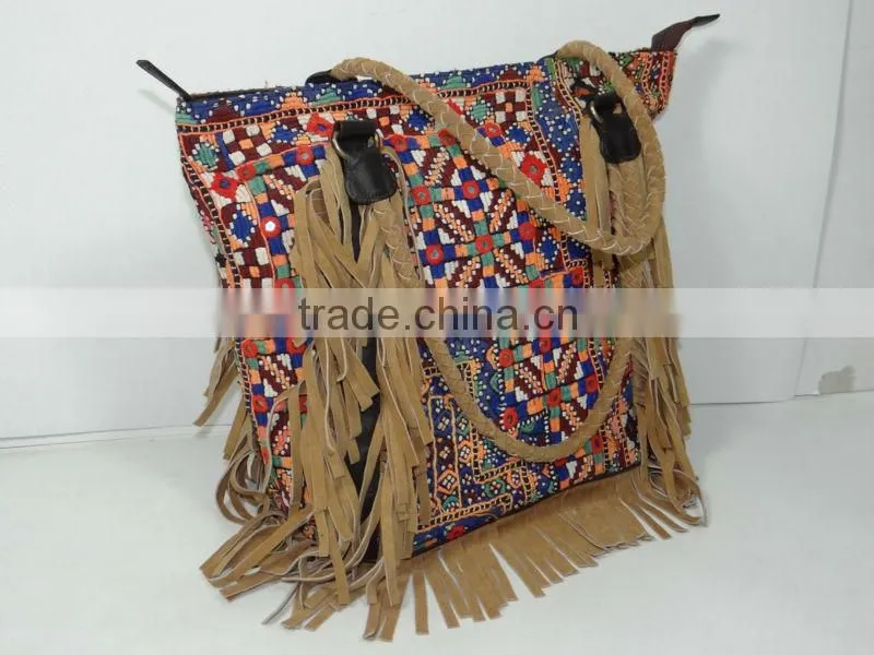 Tribal Gypsy Banjara Handbag Leather Fringe Handbags